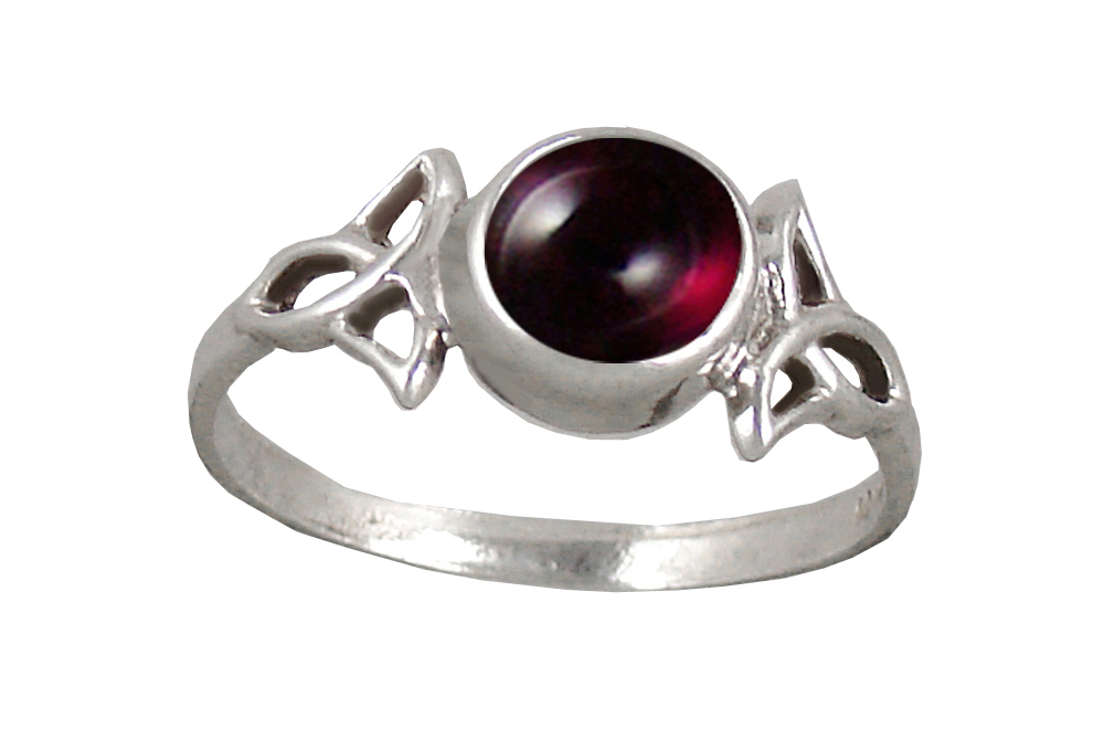 Sterling Silver Celtic Knotwork Ring With Garnet Size 6